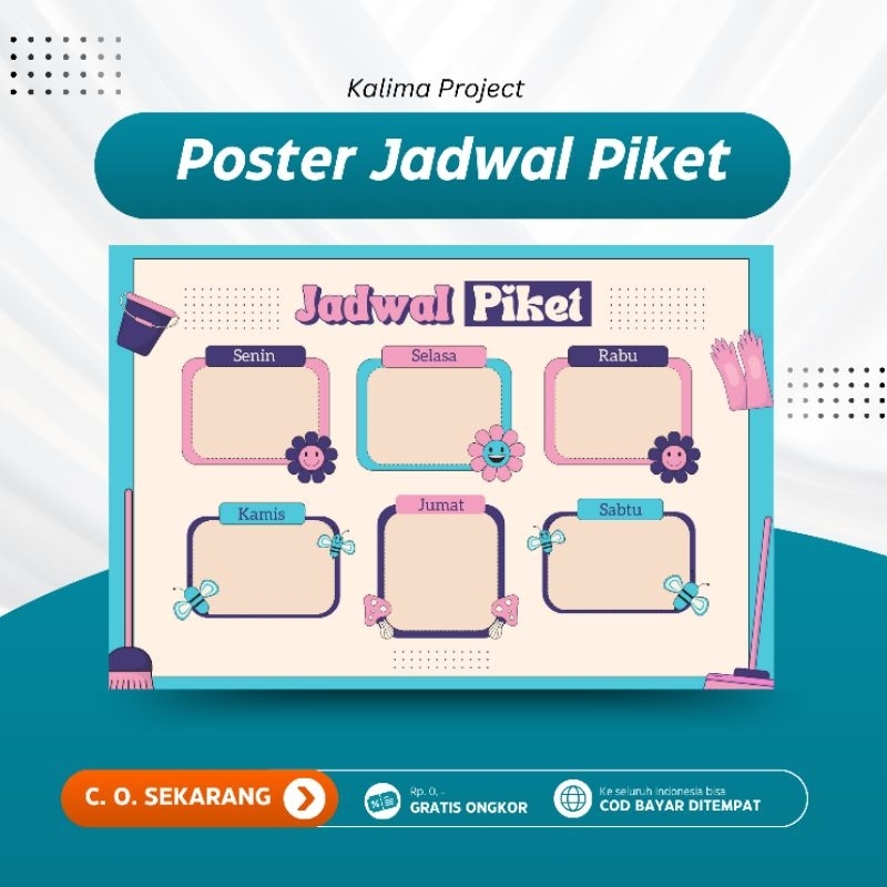 

013 Poster Jadwal Piket Pelajaran Sekolah Poster Jadwal Mapel Kelas