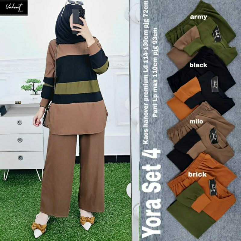 YORA #4 SET ORI BY VALENT HIJAB // SETELAN KAOS IMPORT TERMURAH BEST SELLER