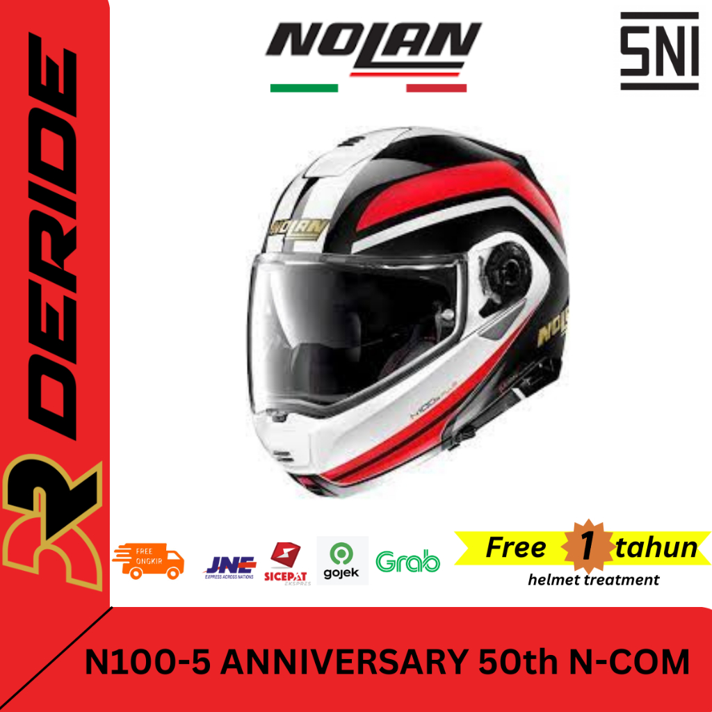 HELM MODULAR NOLAN N100-5 ANNIVERSARY 50th N-COM 040 MODULAR FLIP UP FULL FACE SNI ORIGINAL