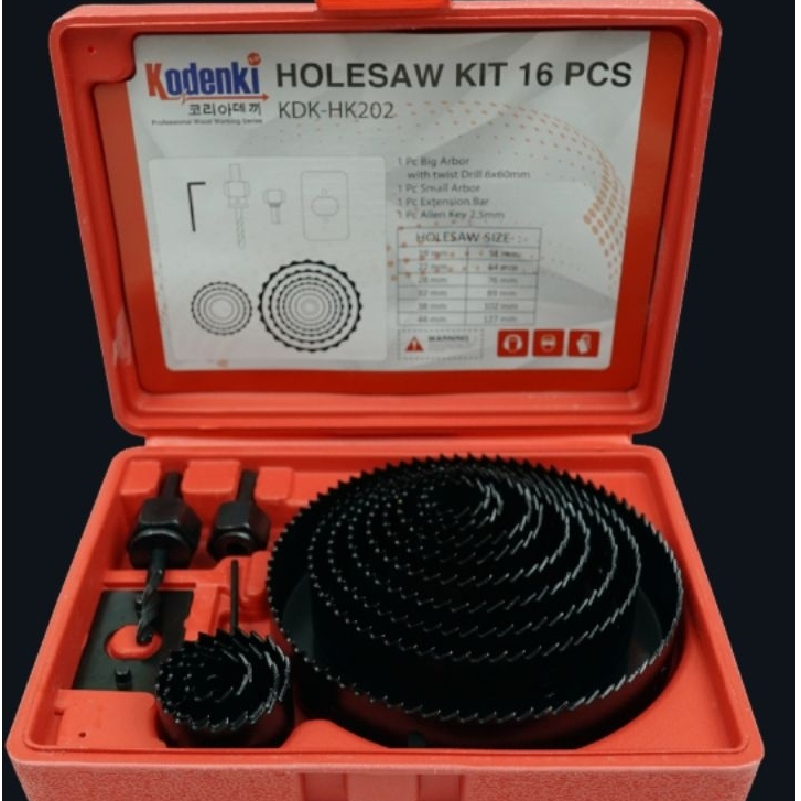 Hole Saw Set Kit Hidroponik Kayu Asbes Pipa Pvc / Mata Bor Pelubang kayu pipa PVC 16pc/set
