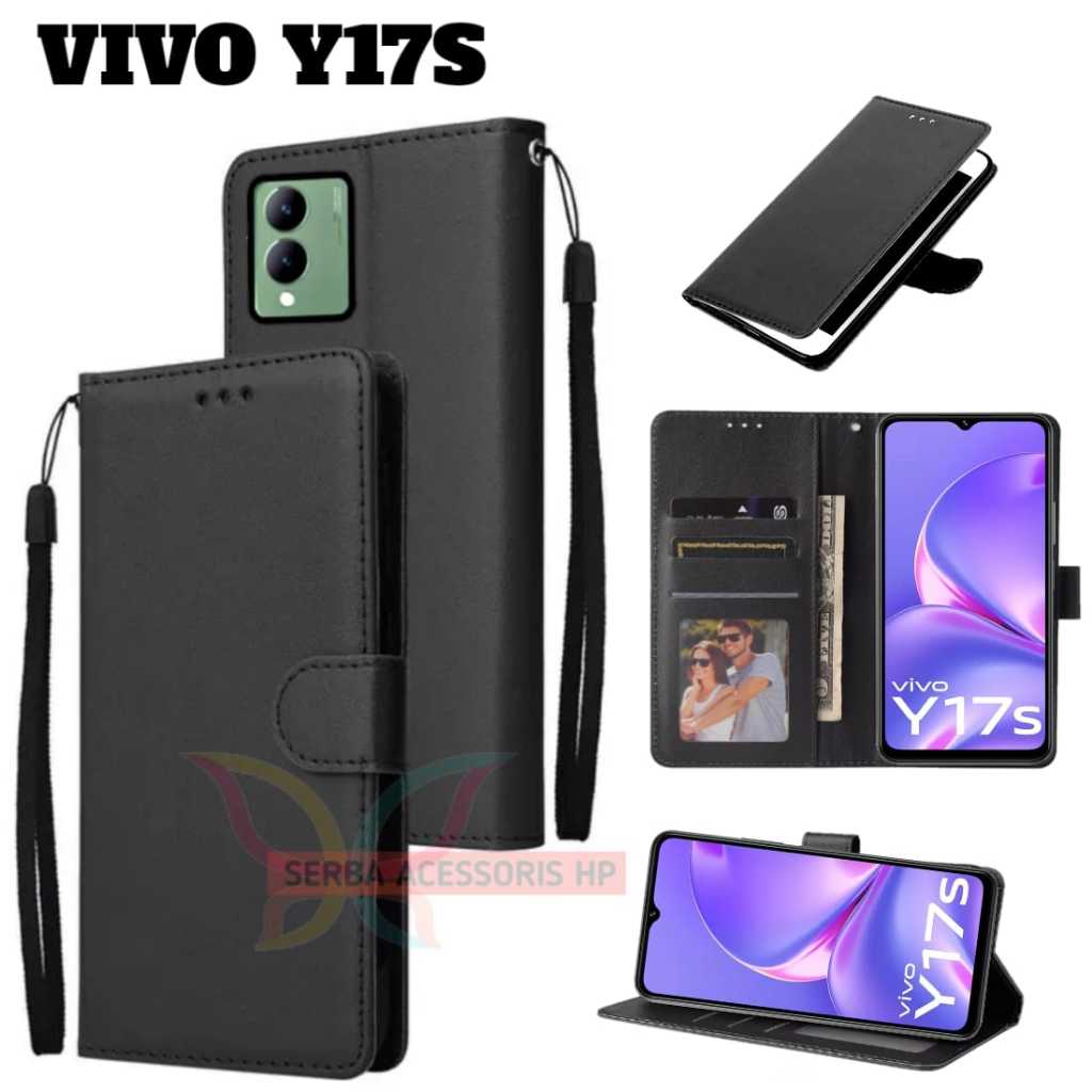 Case dompet VIVO Y17S  flip dompet Kulit mewah sampul slot kartu