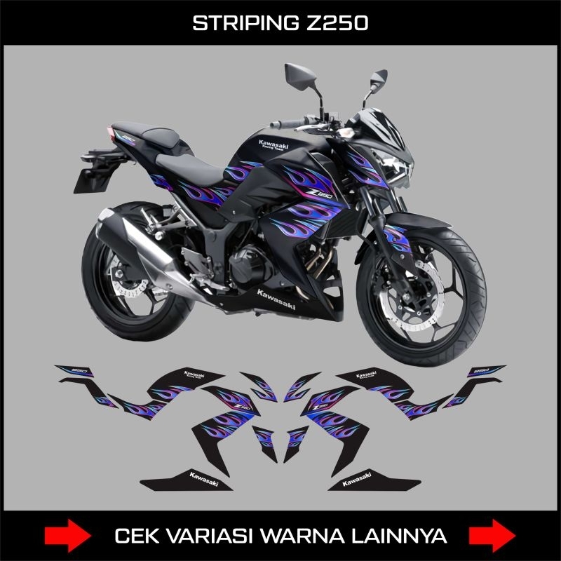 Striping Ninja Z250 Grapis Api / Stiker Motor Kawasaki Ninja Z250 Variasi / Decal Sticker Ninja z250