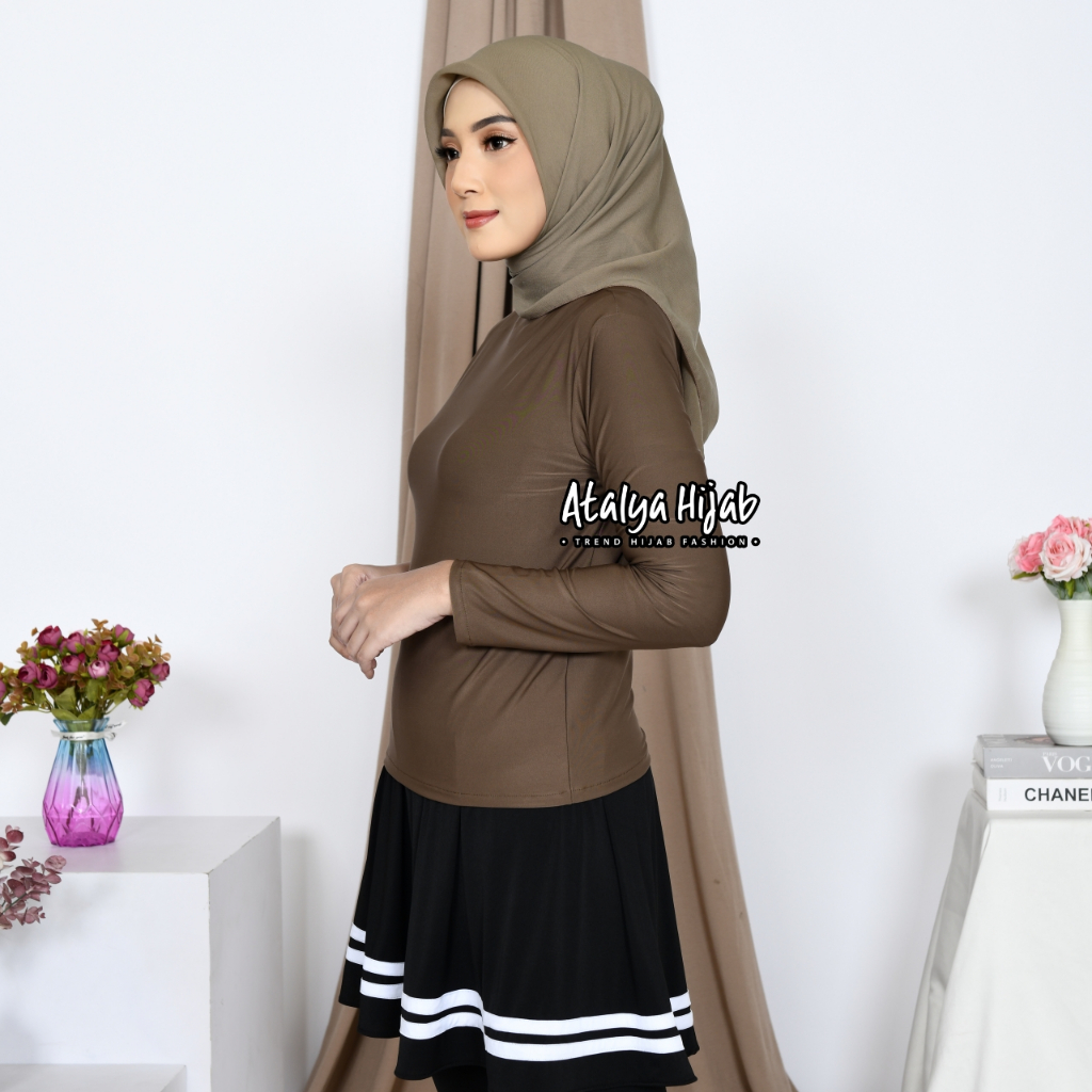 Inner Blus Daleman Baju Wanita Muslimah Manset Polos atalya hijab / Daleman Baju Olahraga Sporty