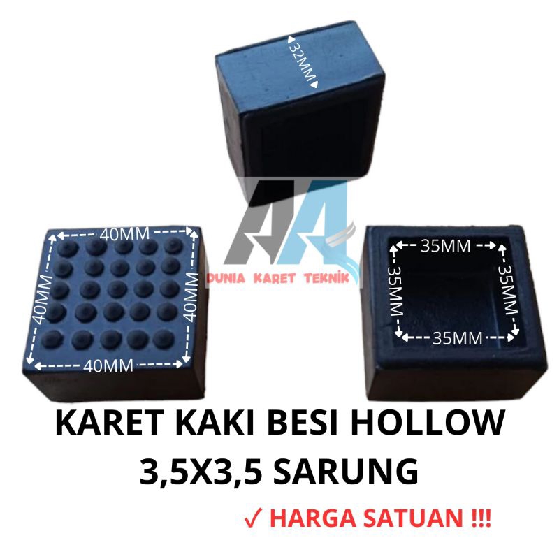 Karet Kaki Hollow 3,5x3,5 sarung / Karet Tutup Kaki Meja Kursi Rak Besi HOLLOW