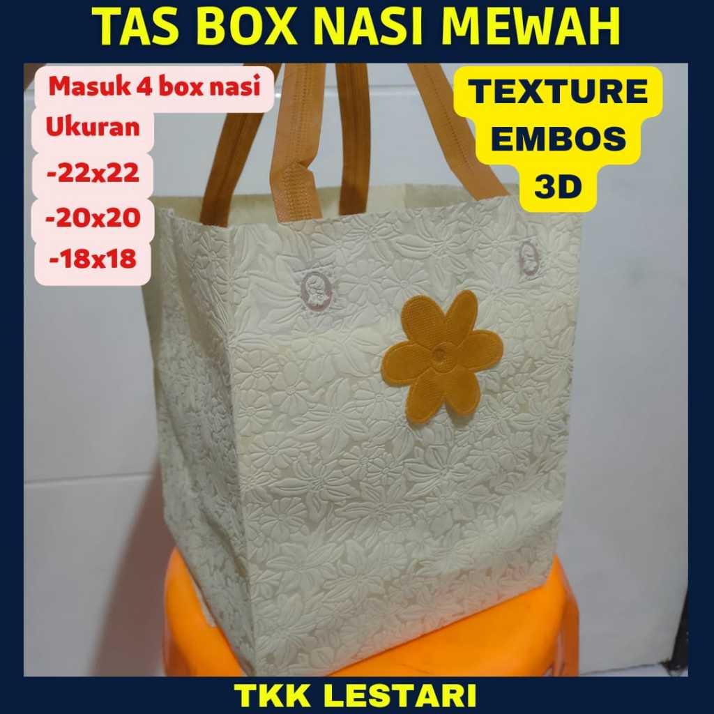 

Tas box nasi 22x22 / tas hajatan texture embos / tas box nasi texture embos / tas hajatan mewah / tas hajatan sultan / tas hidangan mewah / tas box nasi tebal / tas tasyakuran / tas besek / tas mengenang / tas aqiqah / tas khitanan