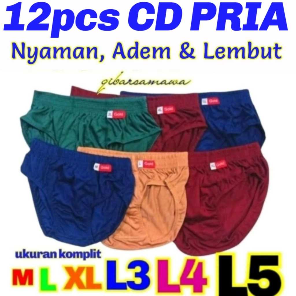 12pcs Grosir Sempak Briefs Laki Laki Celana Dalam  Pria Remaja - Dewasa - Jumbo