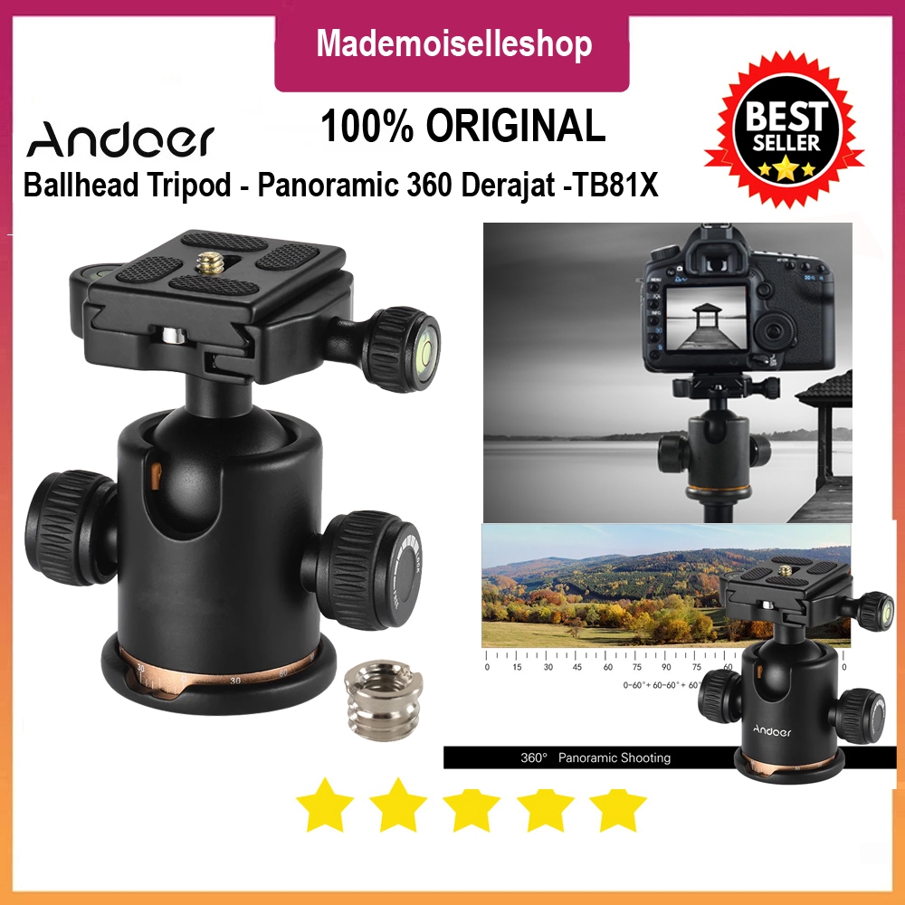 Kepala Tripod Ball Head Profesional untuk DSLR & Mirrorless - TB81X - Ballhead Tripod Full Metal - Q