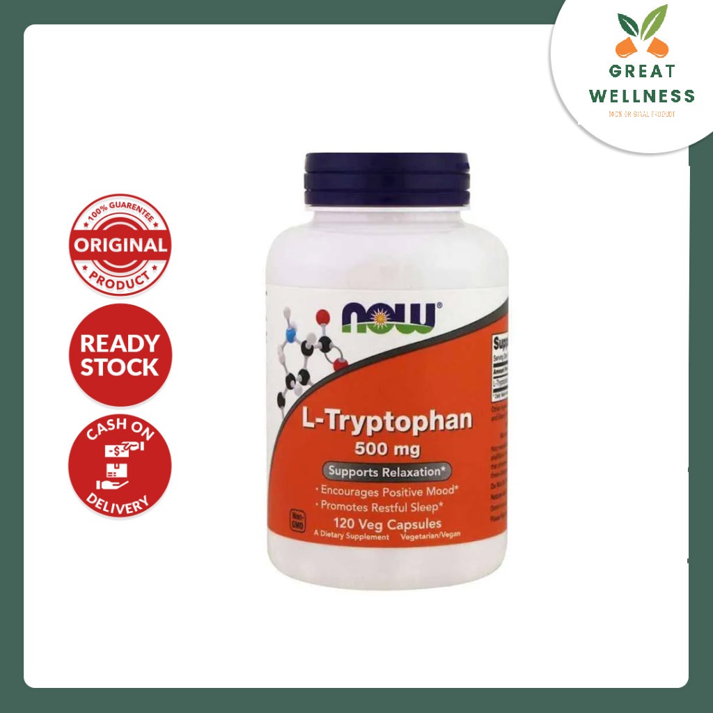 (BISA COD) Now Food L Tryptophan 500mg 120VegCap Tidur Nyenyak Now Tryptophan USA