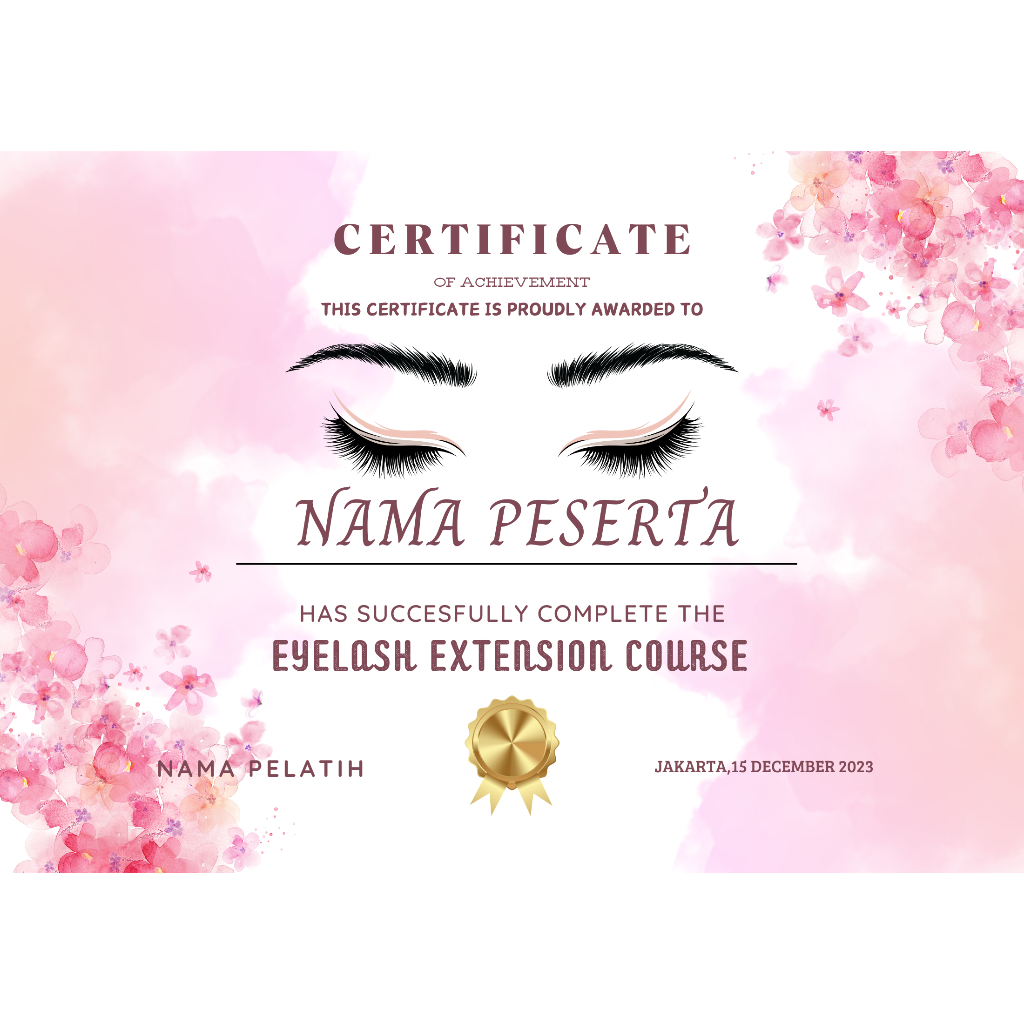 CERTIFICATE,SERTIFIKAT EYELASH,LASH LIFT,FACIAL,BB GLOW,NAIL ART,TATT0
