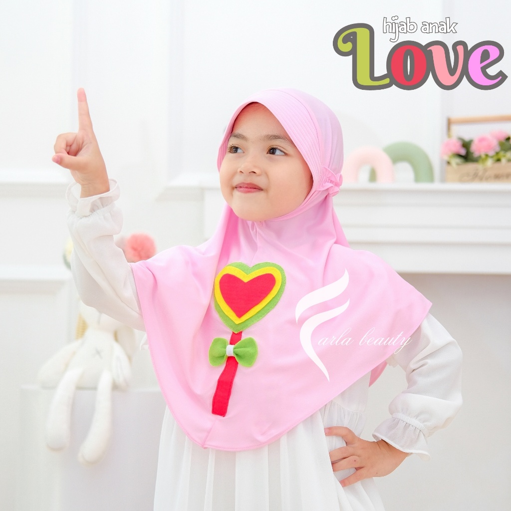 PROMO  HIJAB ANAK PEREMPUAN KARAKTER LOVE LUCU MURAH KEKINIAN TERBARU 2024 JILBAB INSTAN TK PAUD JER