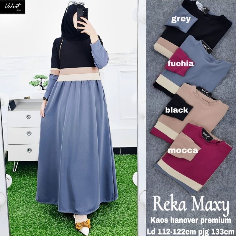 Reka Maxy Gamis Wanita Kaos Hanover Premium original by Valent Hijab