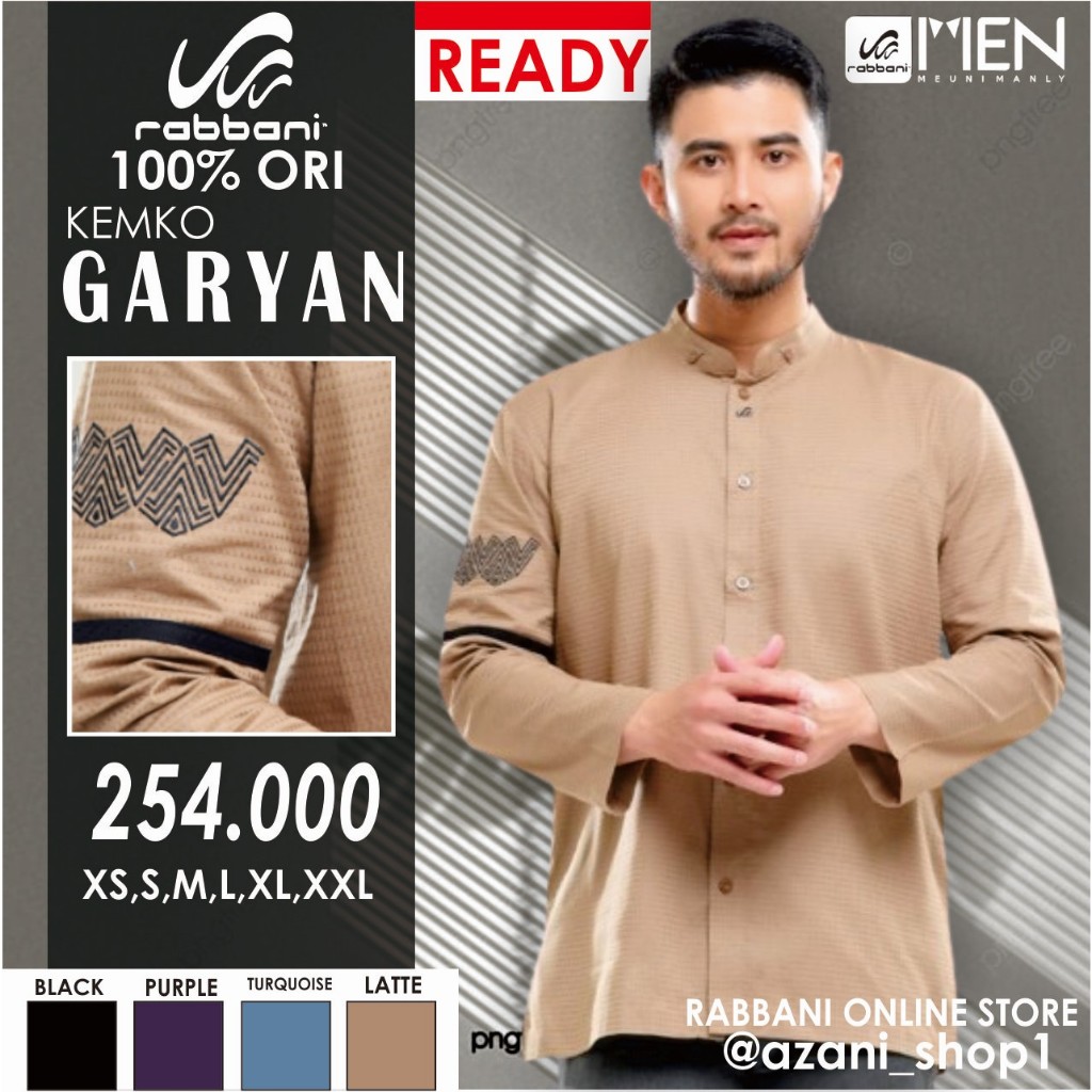 RABBANI KOKO KEMKO PRIA GARYAN ORI - Kemeja Koko Rabani Asli Lengan Panjang Baju Koko Muslim Terlari
