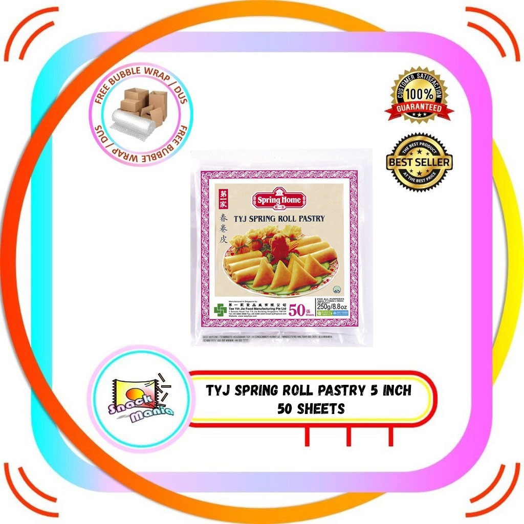 

TYJ Spring Roll Pastry 5 inch 50 Sheets ~ 250 gr Kulit Pangsit Lumpia