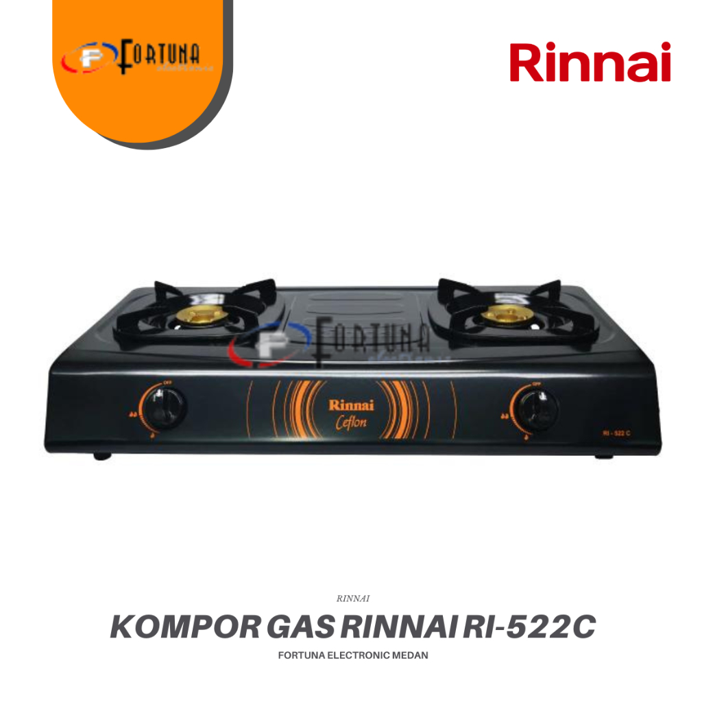RINNAI RI522C KOMPOR GAS 2 TUNGKU TELFLON RI 522 C MEDAN