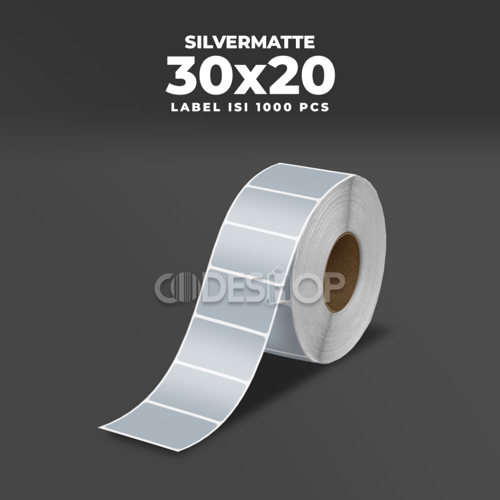 

Label Stiker Silver Matte 30x20mm 30x20 Sticker Barcode 30 x 20 mm isi 1000