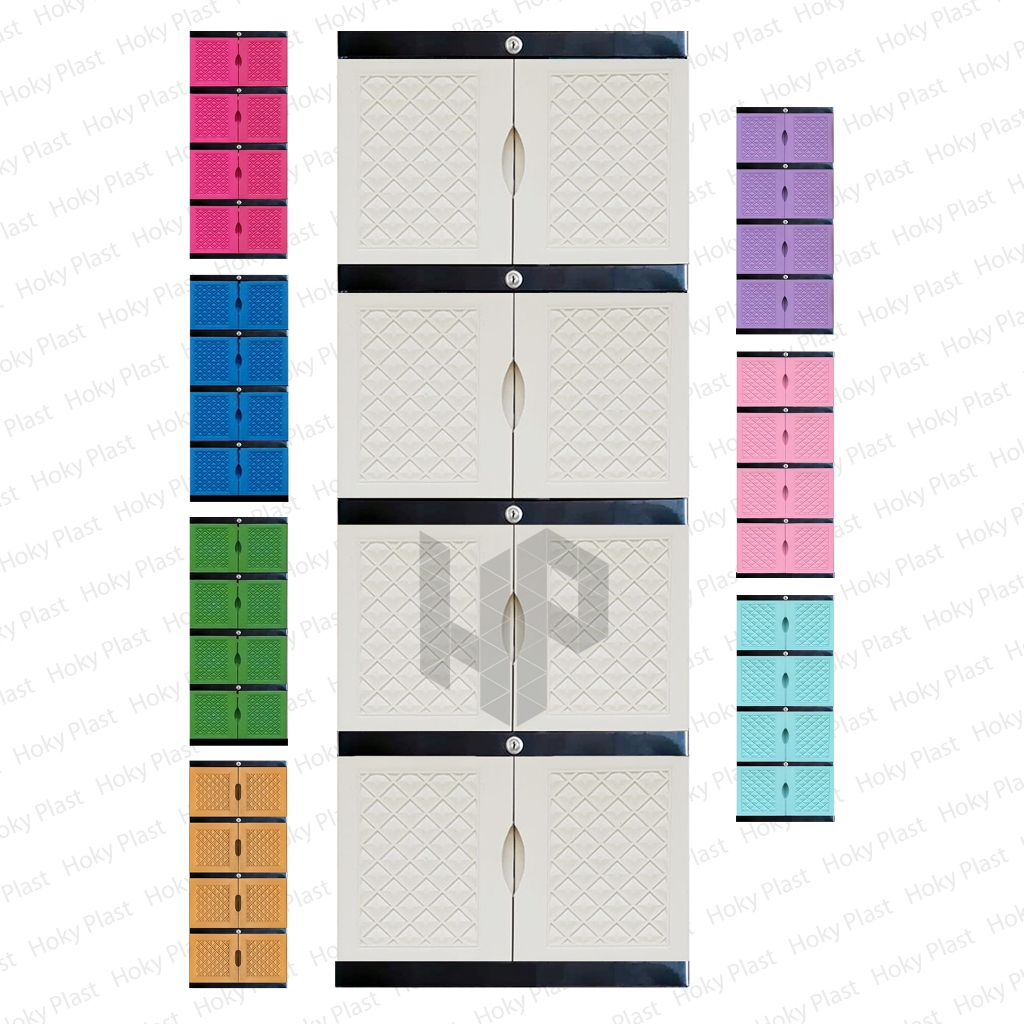 Lemari plastik 4 susun mini tingkat rak pakaian baju kabinet full kunci excel awet kokoh murah serba