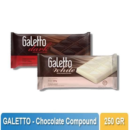 

GALETTO COKELAT BATANG BAKING COMPOUND/CHOCOLATE WHITE/DARK/PUTIH/HITAM/250 GRAM/VALENTINE/GIFT/HAMPERS/BAKING DECORATION