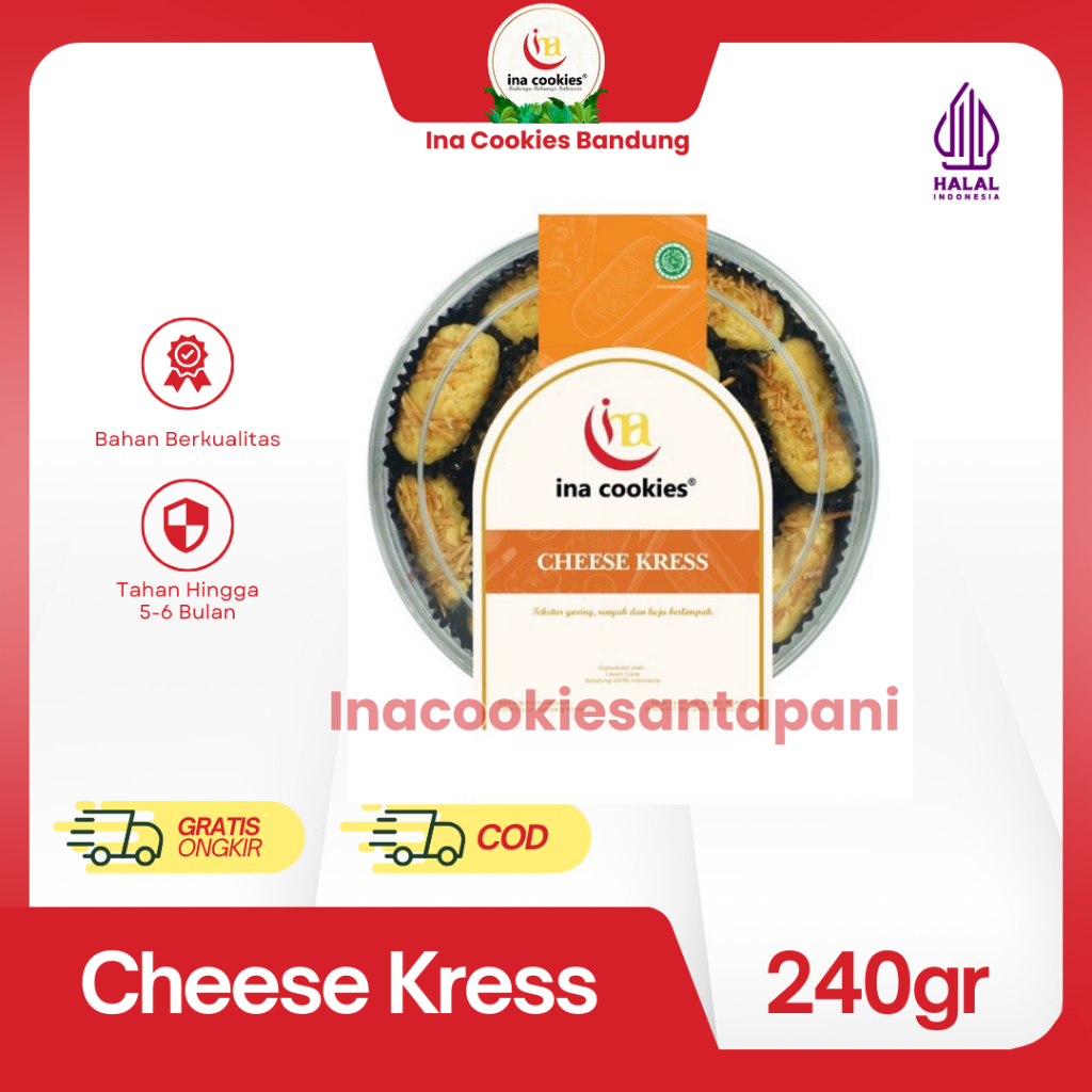 

Ina Cookies Kue Kering Premium Cheese Kress Toples Reguler