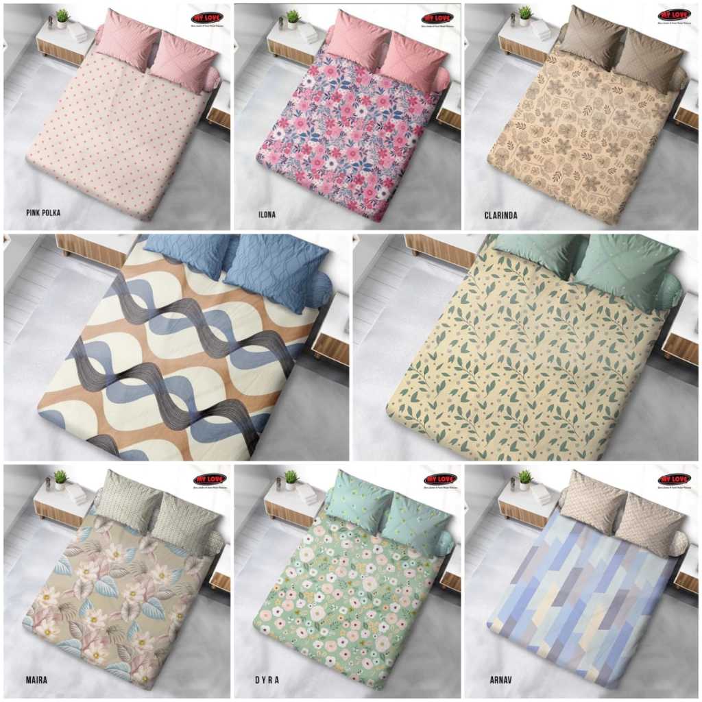 MY LOVE - Sprei/Seprai Selip B4 King Size Motif Lucu 180x200 Tinggi 30 Kasur No 1 Sprei Motif Termur