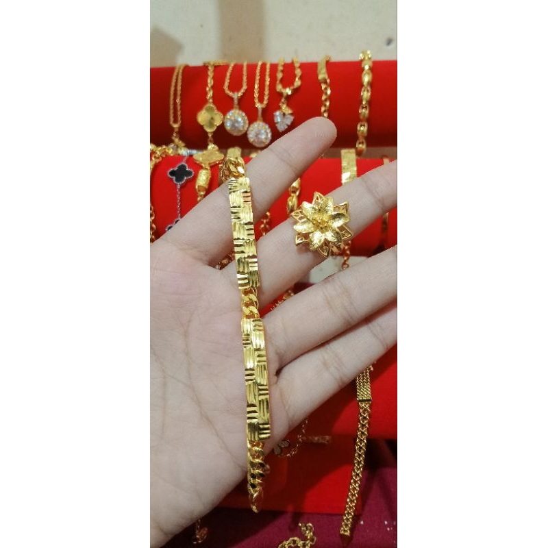 Set Gelang dan Cincin Lapis Import Mewah Tidak Karatan