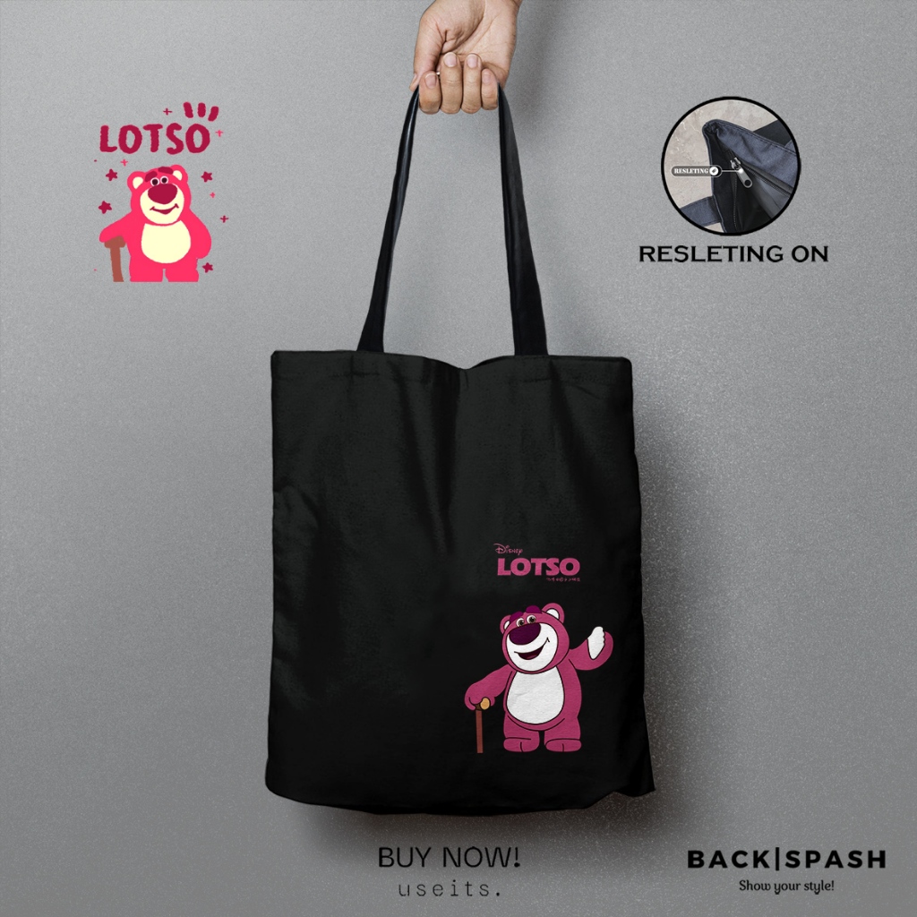 Totebag Lotso V THD - Lotso - Tas selempang Lotso - Lotso Miniso - Barang Lotso - Gift Lotso - Lotso