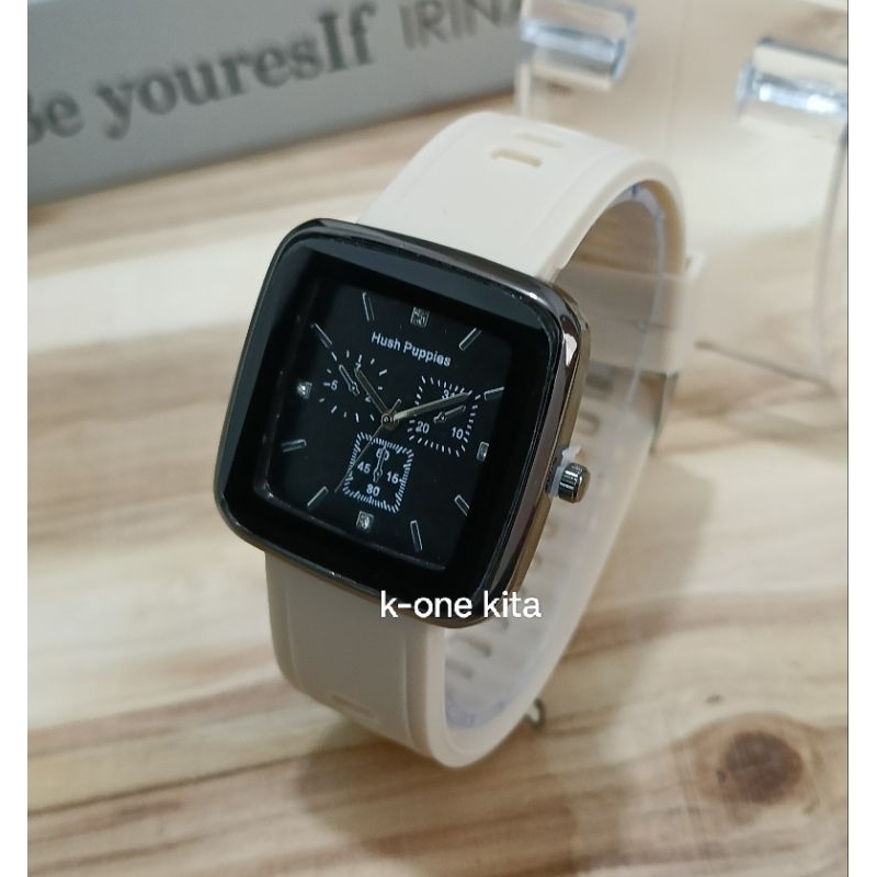 JAM TANGAN WANITA DAN PRIA JAM TANGAN TALI KARET KOTAK POLOS JAM TANGAN ANALOG