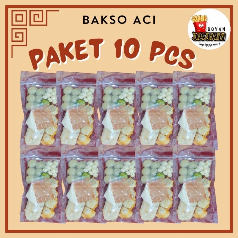 Baso Aci Paket 10pcs kemasan vakum / baso aci khas Bandung /baso aci pedas gurih seger/ baso aci hot