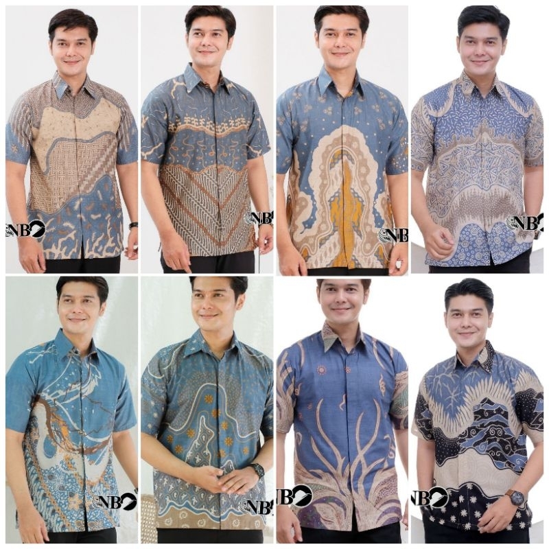 Hem batik biru denim baby blue Batik pria murah M L XL XXL