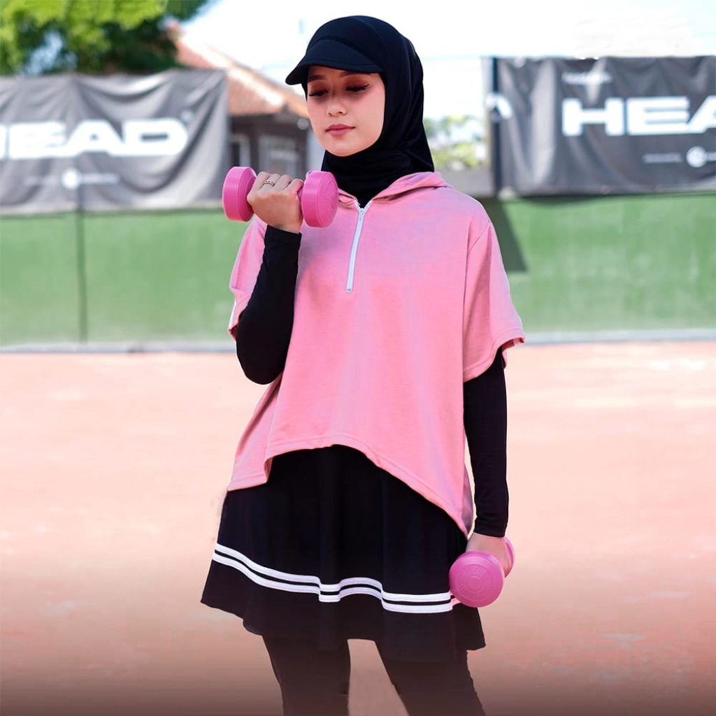 HIJAB HOODIE ROMPI SPORTY | BAJU VEST MUSLIM OLAHRAGA WANITA OUTER MUSLIM TERBARU