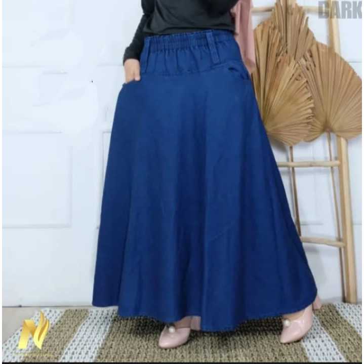 COD Rok Panjang Wanita Terbaru / Rok Levis Panjang Wanita / Rok Pinggang Karet Wanita Terbaru //2024