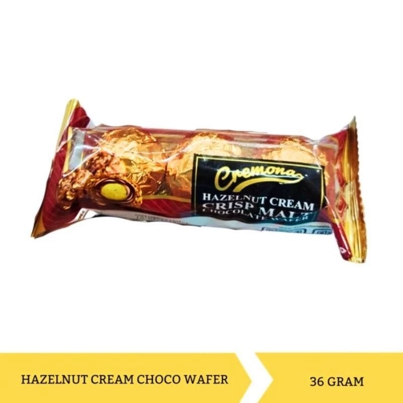 

CREMONA hazelnut cream crispy malt chocolate wafer BALL 36 gram