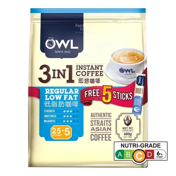 

Owl 3in1 Regular Low Fat Instant Coffee 25 x 20 Gram