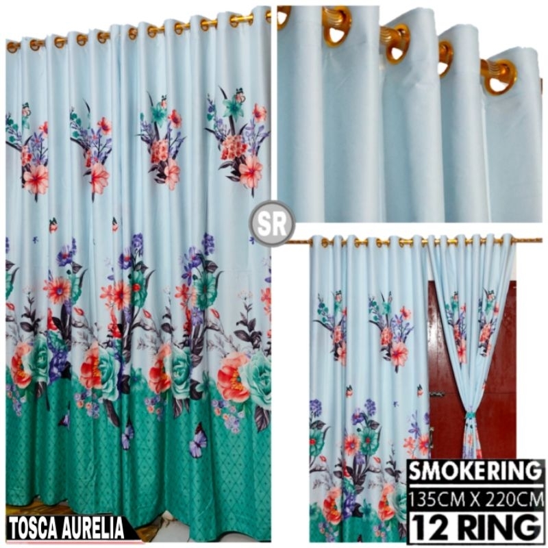 Gorden Jendela Pintu Kamar Smokring 12 Ring Minimalis Aesthetic Terbaru Motif Tosca Aurelia Panjang 
