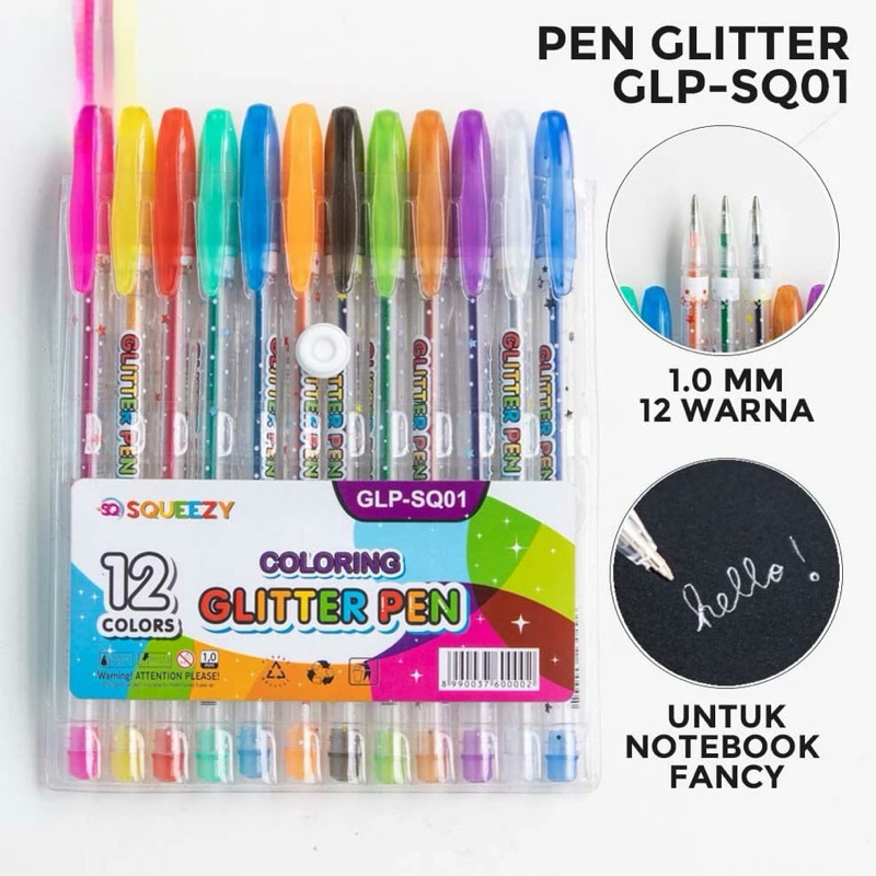

PEN GLITTER WARNA WARNI PULPEN GEL ISI 12 warna