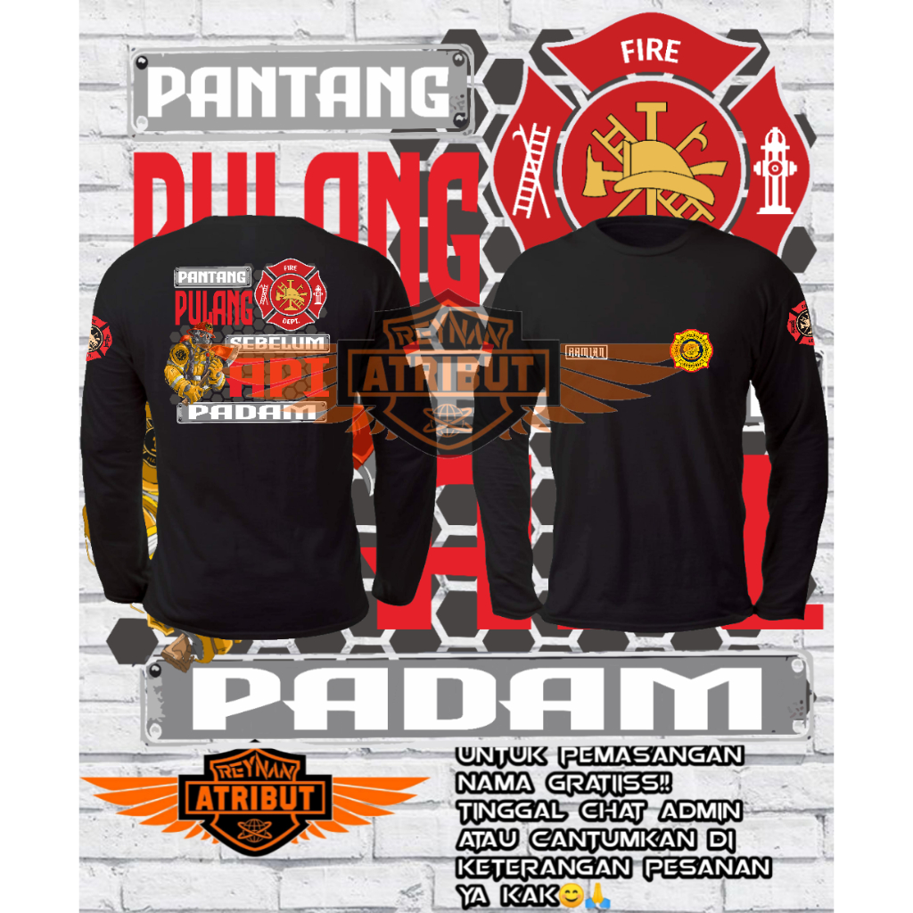 kaos damkar / kaos lengan panjang damkar / T-Shirt damkar / kaos pemadam kebakaran baru