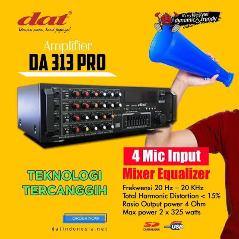 DAT DA 313 Ampli Dat Da 313 Power Amplifier Mixer Dat 313 Dat Ampifier mixing dat