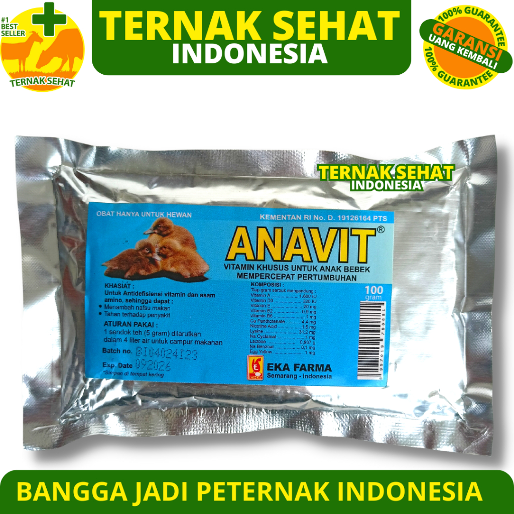 ANAVIT 100 GRAM EKA FARMA - Vitamin Anak Bebek Itik Mempercepat Pertumbuhan - Vitamin DOD Anak Bebek