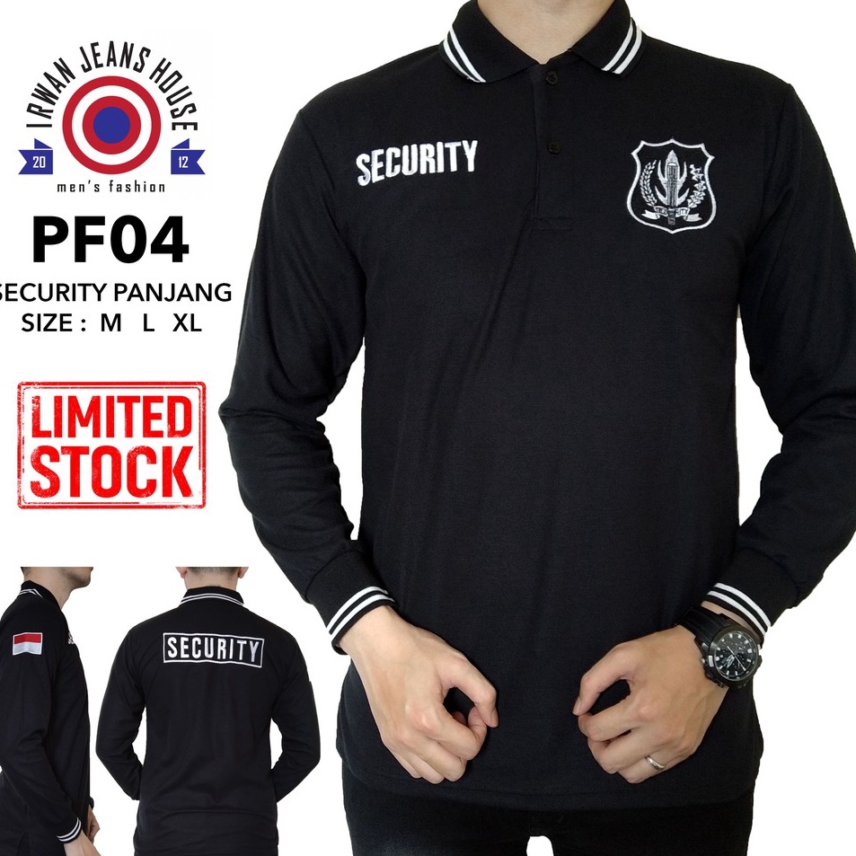 New Update  KAOS SECURITY LENGAN PANJANG BORDIR  BAJU KERAH SATPAM SECURITY  KAOS KERAH SATPAM TERBA