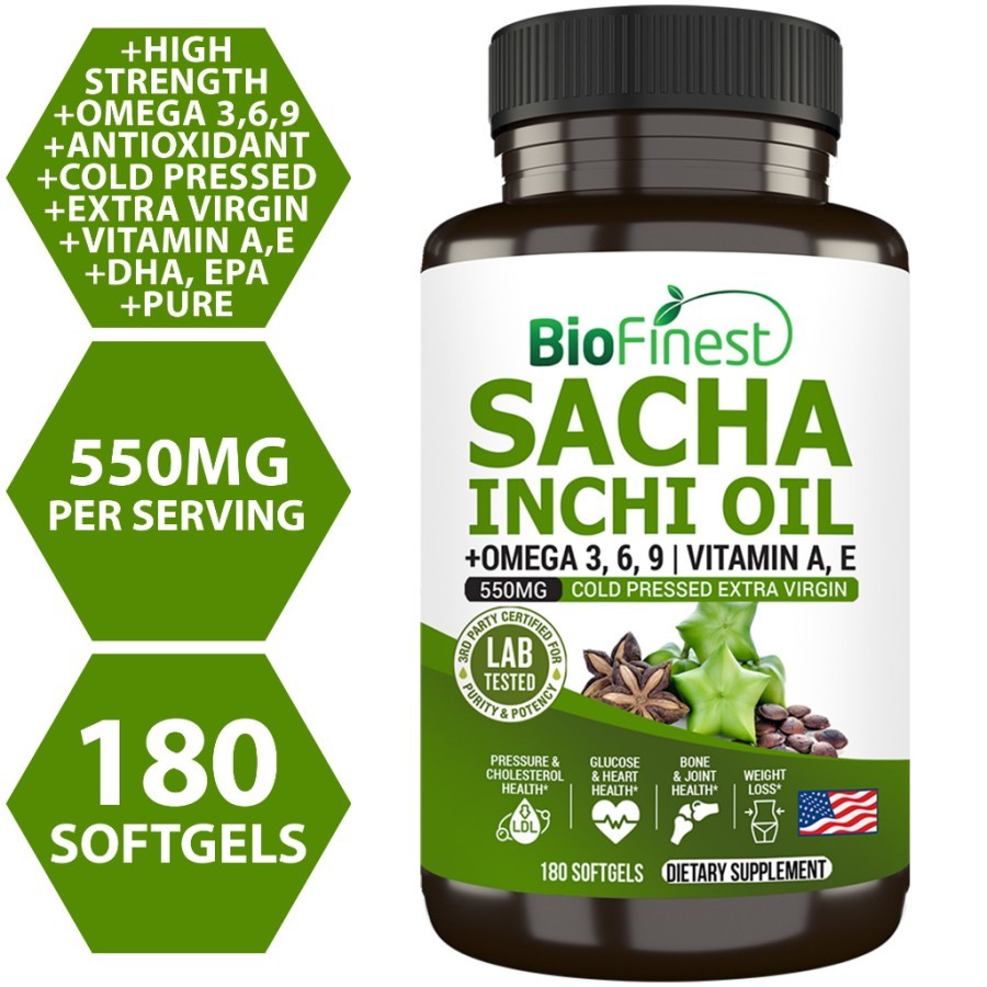 Biofinest Sacha Inchi Oil 550mg - Omega 3 6 9 Vitamin A E DHA EPA