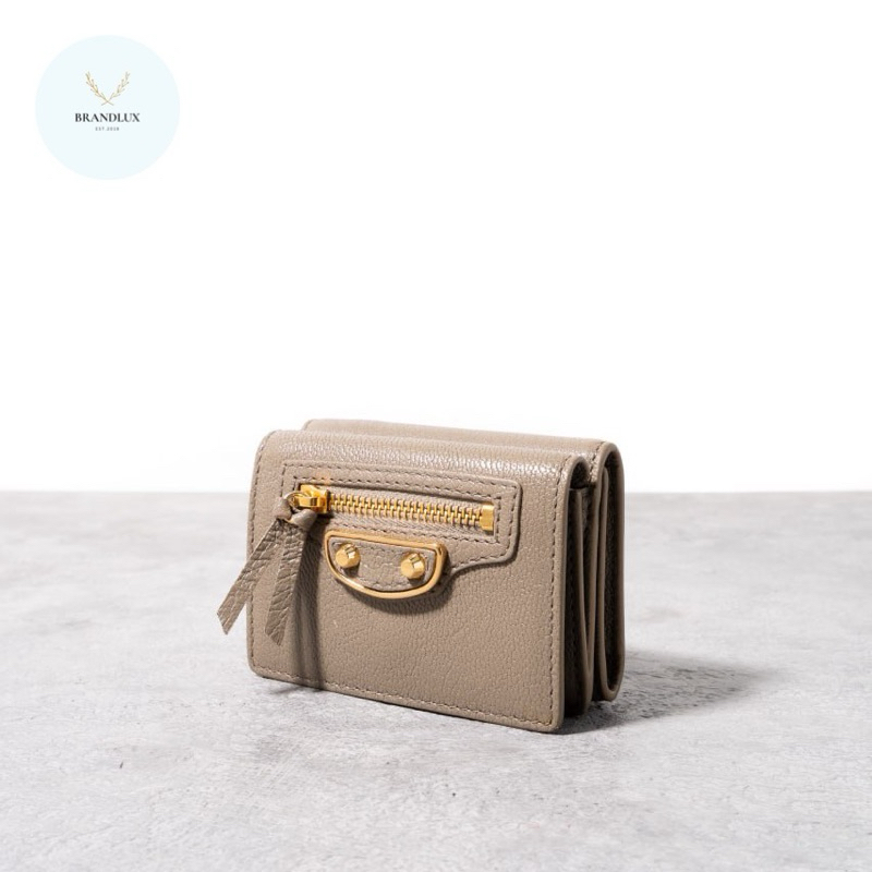 BALENCIAGA Mini wallet metalic edge ghw Gris Taupe