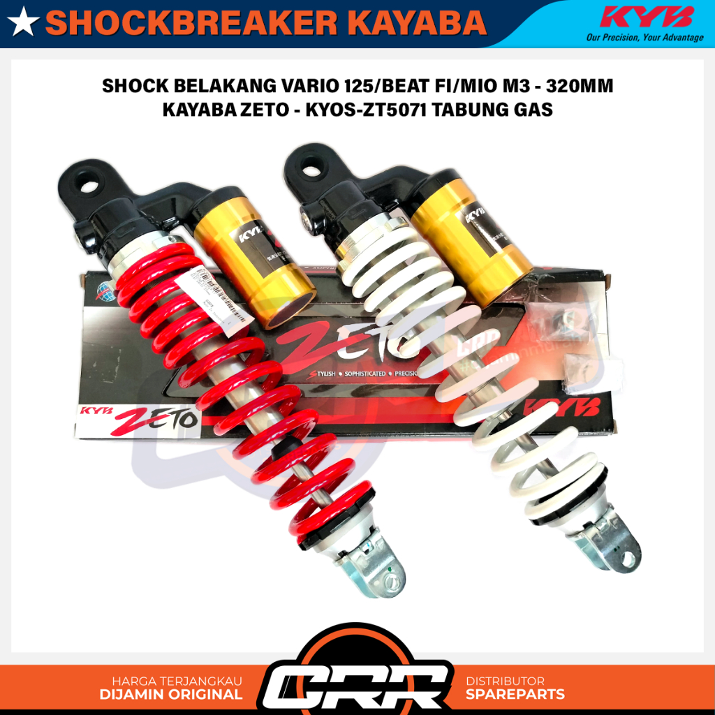 Shockbreaker Shock Belakang Kayaba Zeto Vario 125 Beat FI Mio M3 - 330MM Warna Merah/Putih Tipe Tabu