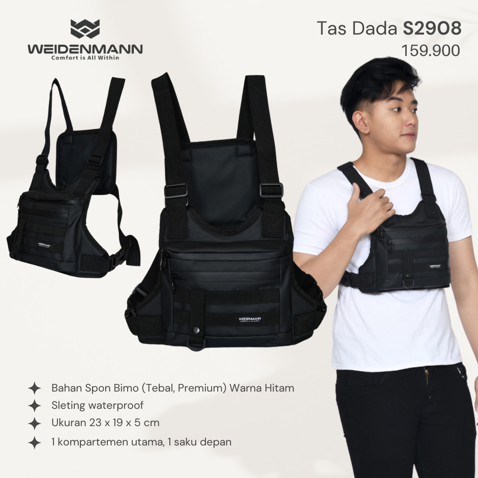 Tas Selempang / Dada Pria Wanita 2in 1 Weidenmann Hitam S2908