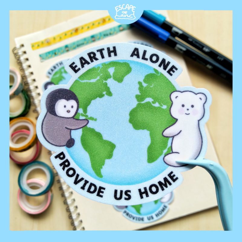 

Earth Alone Provide Us Home Diecut Sticker | Stiker Bujo | Bullet Journaling Sticker