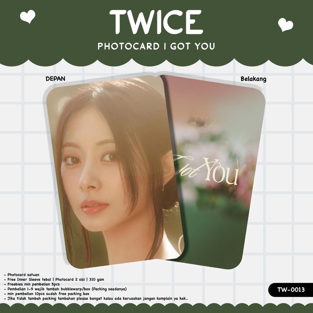 PHOTOCARD T-W-I-C-E I GOT YOU TERBARU GLOSSY DEPAN BELAKANG