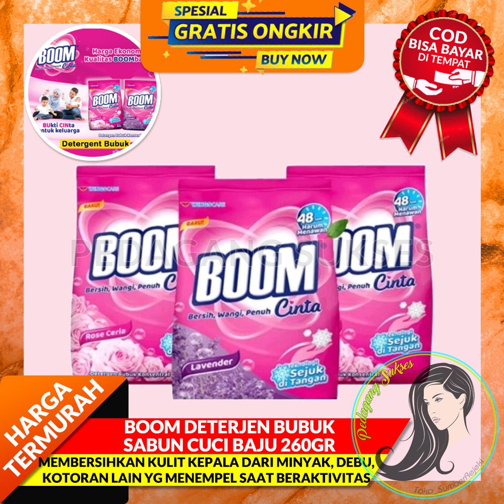 GROSIR PASTI MURAH Boom Detergent Bubuk Sabun Cuci Baju 225gr / Deterjen Boom Sabun Cuci Baju