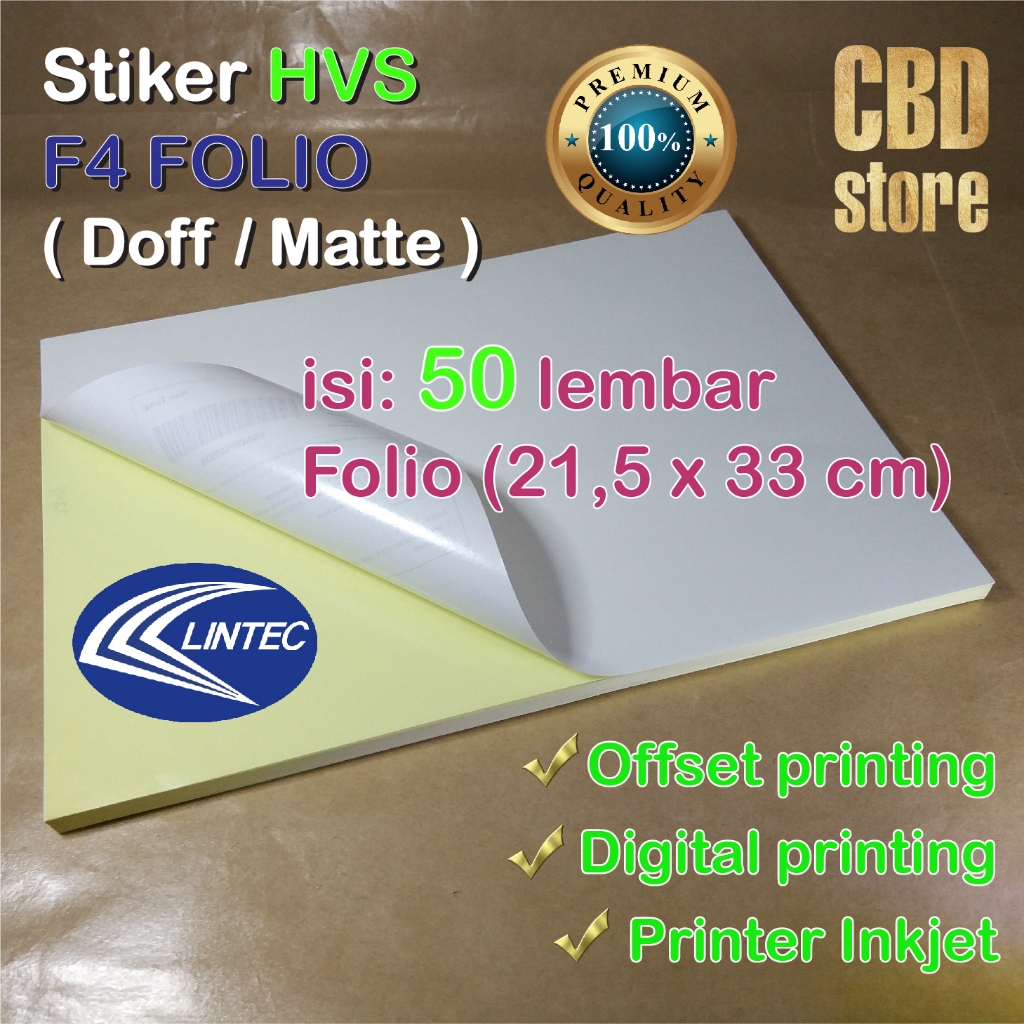 

Stiker HVS FOLIO 50 lembar Sticker HVS F4 Folio 21,5 x 33cm merek Lintec
