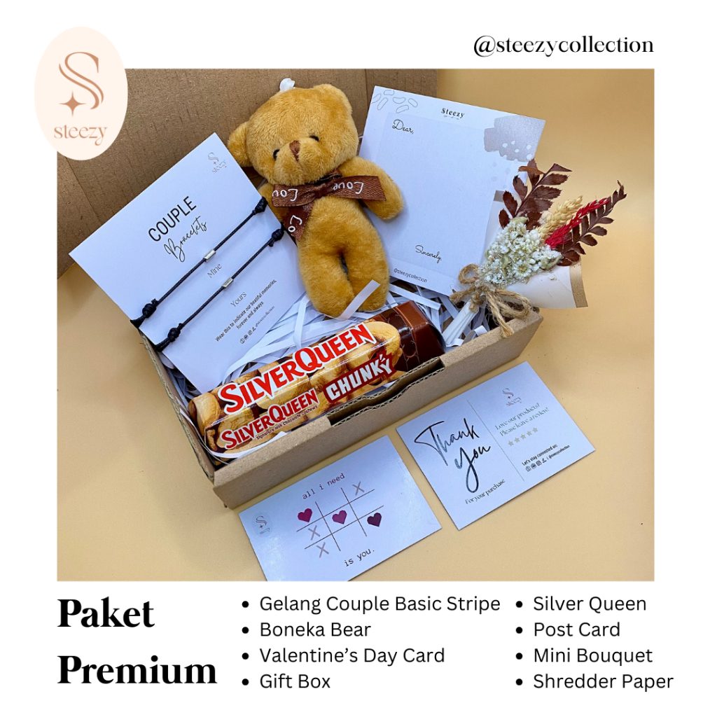 

Paket Valentine - Couple Bracelet Basic Stripe Edition by Steezy / Hadiah Valentine / Hampers Valentine / Kado untuk pacar/ Gift coklat beruang valentine's day/ Gelang Couple/ Couple Bracelet
