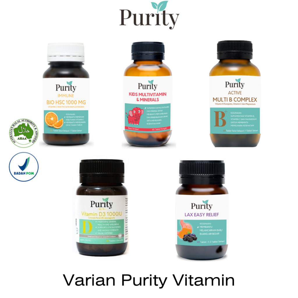 Purity Vitamin Australia - Purity  Vitamin D3 | Vit B Complex | Multivitamin Anak