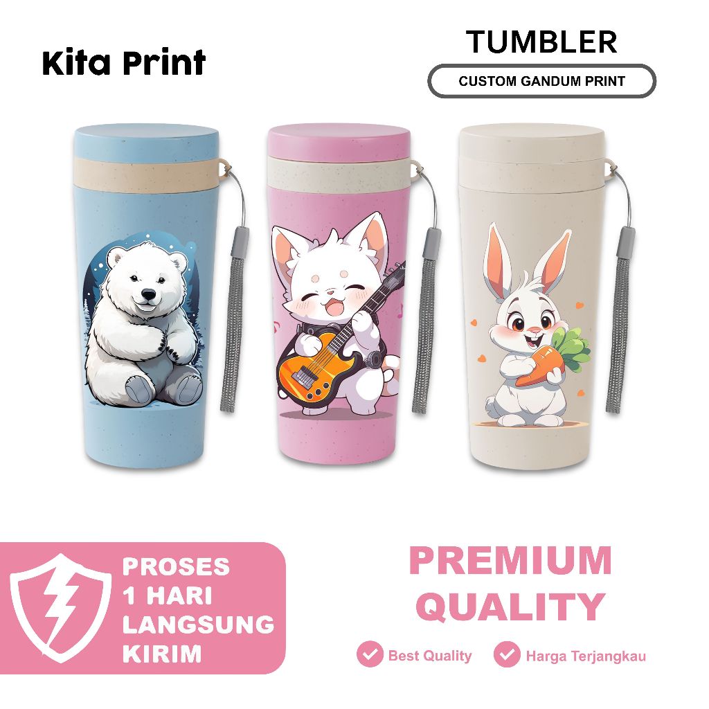 Tumbler Botol Minum Jerami Gelas Termos Gandum Jerami 300 ML Anti Tumpah Botol Murah Custom Souvenir