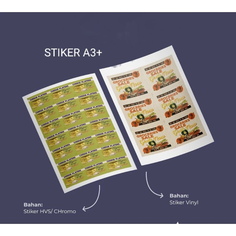 

stiker A3+ Vinnyl glossy dan cromo